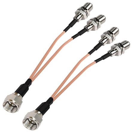 F Type Splitter Koaksialkabel, F Hann til Dobbel Hunn Adapter, 50 Ohm TV Antenne