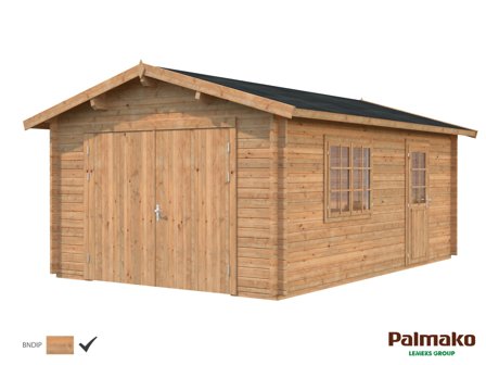 Palmako Roger Garage 19,8 m²/inv. 19 m², med port, brun, impr., Stugor & förråd