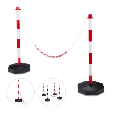 Spärrstolpe av plast med kedja