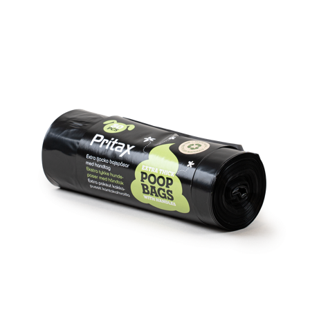 Pritax - Bæsjeposer Pluto ekstra tykk med håndtak 50-p x 3 Svart - Hund - ZOO.no
