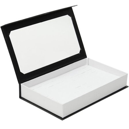 72 renkaan korujen esittelylaatikko, säilytyslaatikko, vitriini, korvakorujen pidike, valkoinen rengaslaatikko kannella