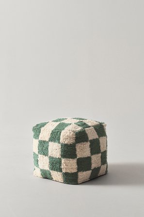 Jotex - Sittepuff 40x40 Cm Hvit/grønn - MINDEN - Kjøp Sittepuffer hos Jotex