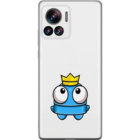 Kompatibelt Mobildeksel til Motorola Motorola Edge 30 Ultra Blå tegneseriefigur med krone og store øyne i leken kongelig stil