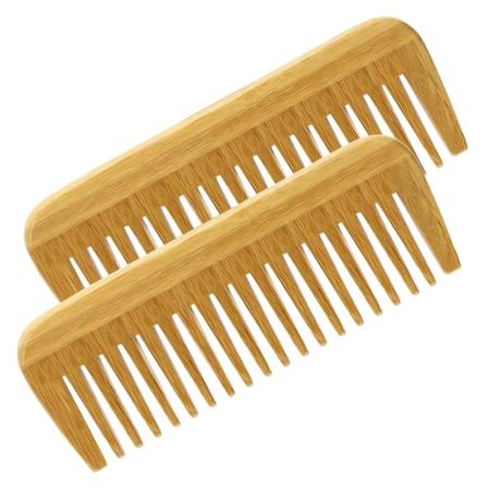 Naturlig bambus træ hårkam miljøvenlig bred tand(2PCS)