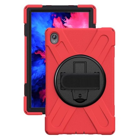 Lenovo Tab P11 360 drejelig støttefod med rem + silikoneetui - Rød