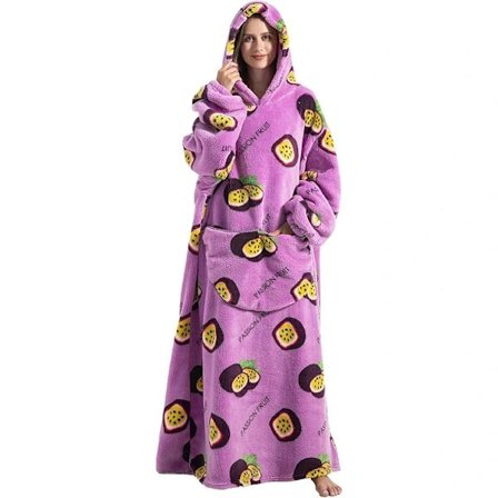 Ekstra Lang Oversized Fleece Trøje, Voksen Dame Hyggelig Fleece Bærbar Filt, Fluffy Kæmpe Hættetrøje til Teenagere