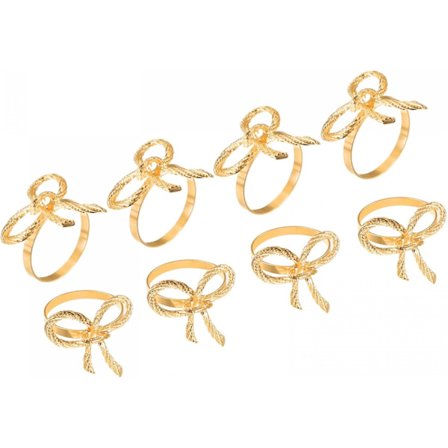 Serviettringer i metall, 8 stk. Sløyfe-serviettringholder for dekorasjoner til spisebord, bryllup, bursdag, høytidsfest