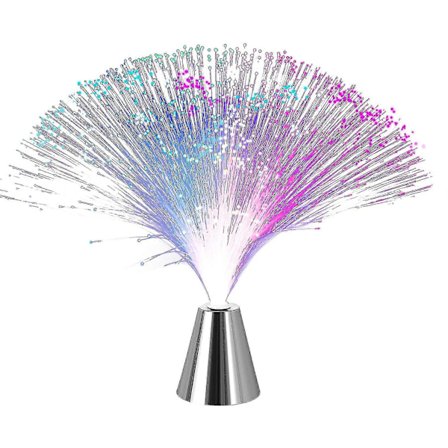 Fiberoptisk lampe, farveskiftende roterende LED fiberoptisk bordlampe, batteridrevet lampe, natlampe