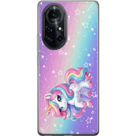 Yhteensopiva Puhelinkuori Huawei nova 8 Pro Stitch polaroid-kehyksissä sinisillä pastellisävyillä ja suloisilla ilmeillä kollaaseissa sydämillä