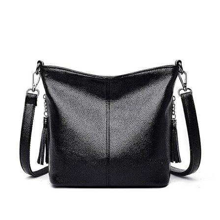 Handväska Mjukt Läder Hand Crossbody Väskor för Kvinnor Lyxiga Handväskor Dam Casual Axelväska Designer Tote Bag bolsa feminina(svart)
