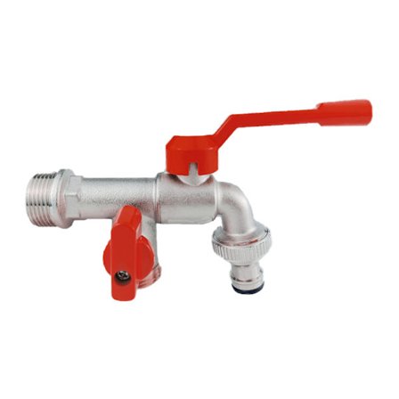 Messing Dobbelkran med Hurtigkobling modell 1