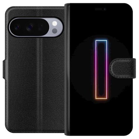 Kompatibel Tegnebogsetui til Google Google Pixel 10 Pro XL Minimalistisk neonbogstav I i regnbuefarver mod mørk baggrund