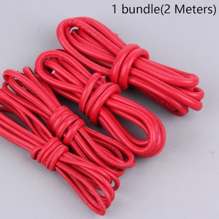 2 meter læderreb Håndlavet snor RØD