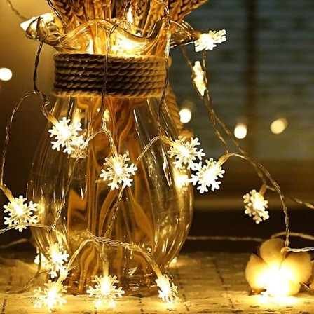Snowflake String Lights, 6m 40 Pcs Battery Operated Led Fairy Lights