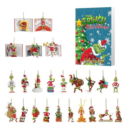 Adventskalender blind box nedtælling 24 dages kalender blind box træ vedhæng Grinch blind box