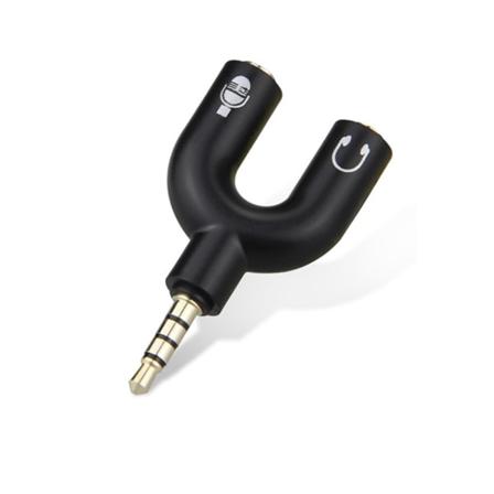 2 stk (Svart) Hodetelefonadapter 3,5 mm Headset Mikrofonkonverter