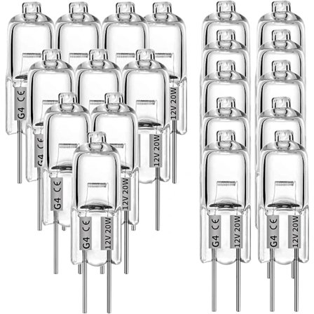 G4 Halogenpærer 20W 12V - Varm hvid - 20-pak 20W 20 stk._tfrf 20W 20 stk.