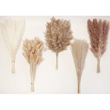 110 stykker pampasgræs med hvide kaninhaler tørrede blomster, kunstige blomster til badeværelsesvægdekoration