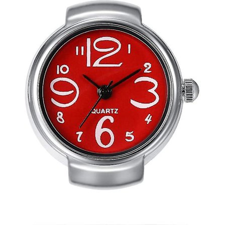 Menn Kvinner Fingerklokke Kreativ Elastisk Rund Kvarts Finger Ring Klokker, Til Valentinsdag