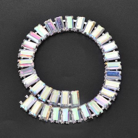 1 Yard (90cm) Rhinestone Kjede Krystallglass Trim DIY Klær Tilbehør Dekorasjon AB Farge