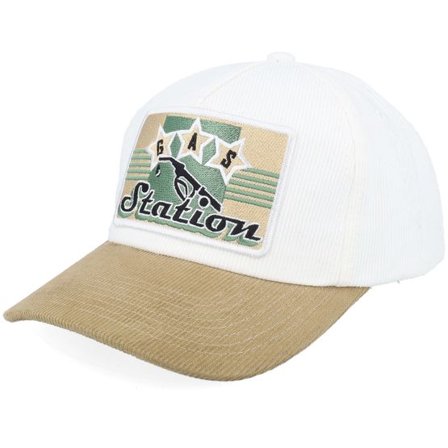 Iconic - Svart unconstructed Keps - Gas Station Sign Corduroy Off White/Khaki A-frame A-Frame Adjustable @ Hatstore