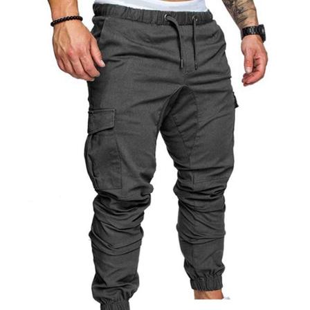 Lommebukser for menn Uformell, elastisk streng mote langbukser Grey 2XL