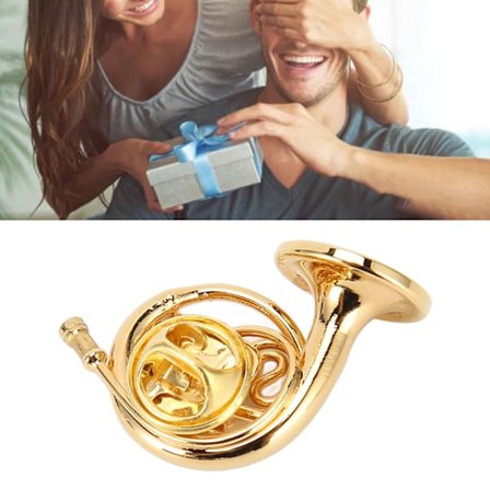 Miniatyr Fransk Horn Guld Färg Utsökt Elegant Hållbar Metall Hög Simulering Mini Fransk Horn Modell för Bord Hylla