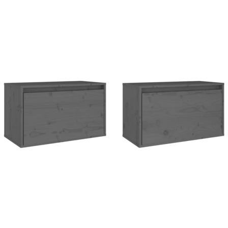 Vidaxl Väggskåp 2 St 60x30x35 Cm Massiv Furu Grå Grå