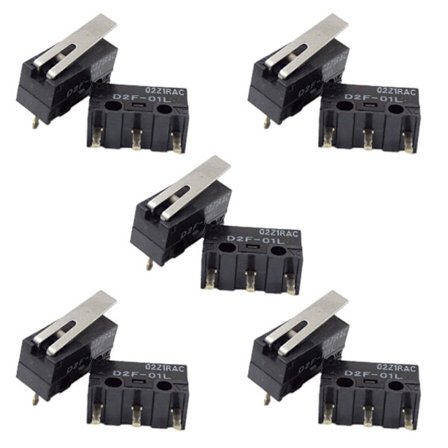 10 st D2F Japan Blå Punkt Gaming Mikrobrytare Mus Klickknappar