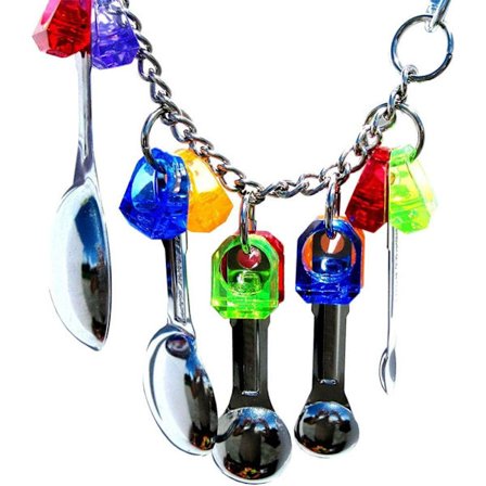 Papukaijan pureskelulelut lusikalla, papukaijan lelut, lintujen lelut, metallilusikat