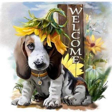 Diamond Painting Fyrkantiga Pärlor 50x50 Cm 5d Diy Hund Välkomme Multifärg