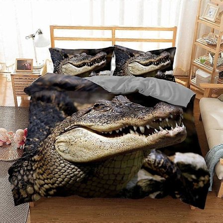 v4950 Påslakanset Krokodil Djur Täcke Sänglinne Sovrumsinredning Lakan IU4950