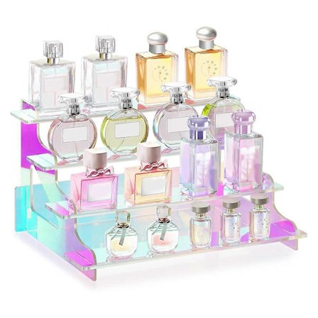4-lags Iridescent Display Stand, Plastik Display Stand, Parfume Organizer, Figurine Display 30cm(F927)