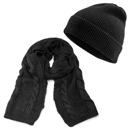 Freddi Zwarte Urban Sjaal & Kacey Zwarte Merino Kane Beanie voor mannen - Beanie mutsen