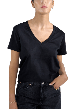 Bread & Boxers V-Neck regular Linnen Dam Svart M