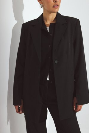 NA-KD Regular Long Line Blazer - Lang Blazers - Sort - EU 38