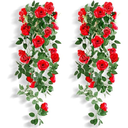 2 kpl keinotekoisia ruusuja keinotekoinen roikkuva kori kasvi viiniköynnös tekosilkki roikkuva kukka puutarhan seinälle aidalle häät parveke ulko- 