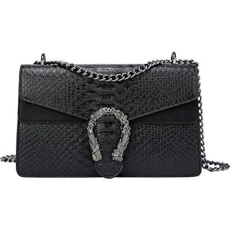 Elegantti ketjulaukku naisille - ylellinen käärmeennahkakuvioitu nahka