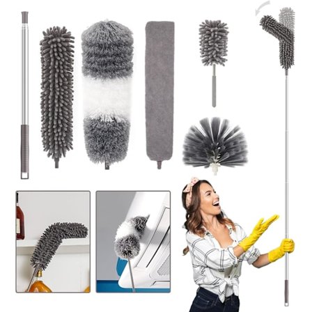 5 stk Teleskopisk Støvsuger Teleskopisk Støvsuger Vaskbar Mikrofiber