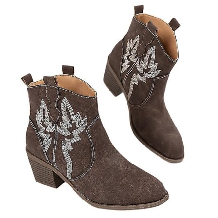 Dam Ankel Boots Vintage Cowgirl Boots Slip On Western Boots Broderade Booties Utomhus
