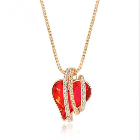 Romantisk Valentinsdag nyttårsgave smykkehalskjede, krystall anheng halskjede smykker for kvinner fødselsstein halskjede for kvinner, Guardian Heart