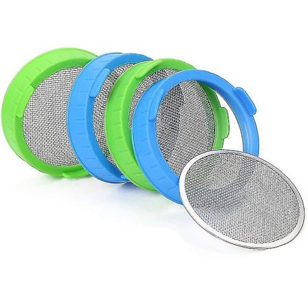 4-pak Spiringslokk, Plast Spiringslokk Med Rustfritt Stålnett For Brede Munn Masonkrukker, S