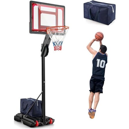 COSTWAY Fritstående Basketball Hoop 105-260cm Justerbar Højde-82cm Backboard-2 Hjul-35L Vandfyldbar Base-Udendørs