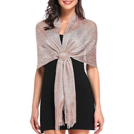 Glimtende Metallic Sjal og Wraps til Aftenfest/Bryllup/Formelle Kjoler (Med Spænde)