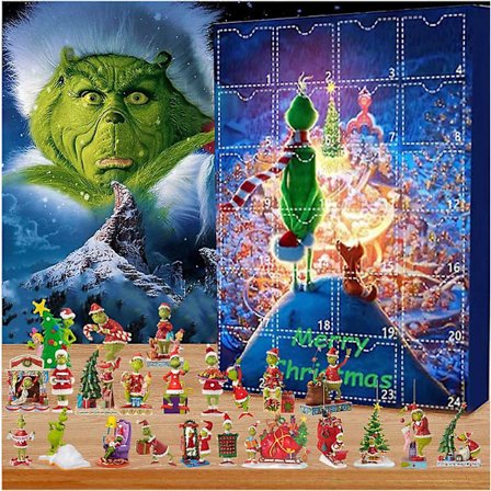 Julekalender med nedtelling i 24 dager - Nissejulekalender, Grinch-julekalender, leketøy - Gave til barn DB