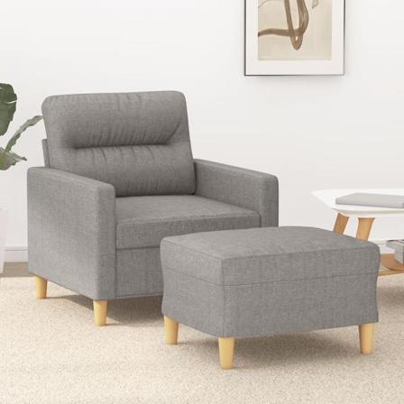 Vidaxl Fåtölj Med Fotpall Ljusgrå 60 Cm Tyg Grå
