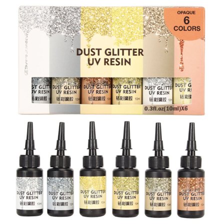 6 kpl keltaisia UV-hartsikyniä, 10 ml kukin, nopeasti kovettuva alumiinifoliosulkuliima DIY-korujen askarteluun