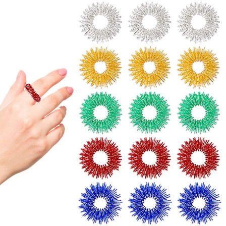 15 st Acupressureringar, Sensoriska ringar, För stressavlastning