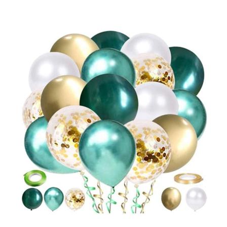 60 Pakk Dåpsballonger - 12 Tommer, Barnehage, Bursdag, Jungel Temafest Dekorasjon - Grønn, Hvit, Gull -