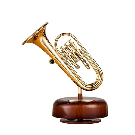 Musikkboks Klassisk Trompet Fransk Statue Vintage Håndsveivet Mu